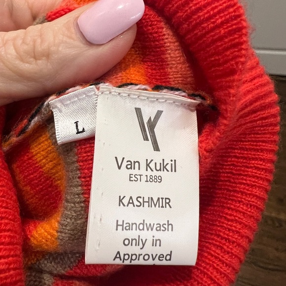 Van Kukil Women’s Cashmere multicolor striped sweater size L - Picture 6 of 7